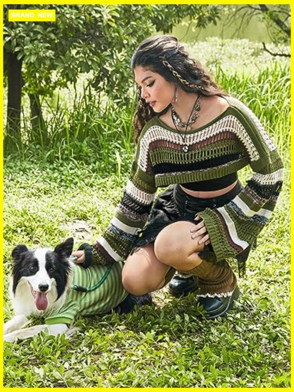 Striped Crochet Shrug Boat Neck Crop Sweater Colorblock Drop Shoulder Pullover - Picture 4 of 7